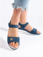 Luxusní modré sandály dámské na klínku Luxusní modré sandály dámské na klínku