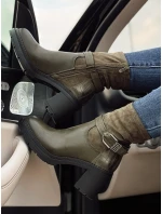 Dámské boty NOIRSTEP na podpatku zelené Dstreet ZY0525