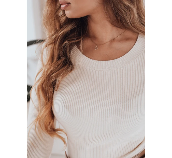 Dámský žebrovaný svetr NOLVIE ecru FashionStreet MY2495