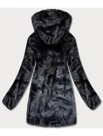 Černá oboustranná dámská bunda - kožíšek (b8052-1)