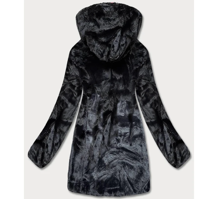 Černá oboustranná dámská bunda - kožíšek (b8052-1)