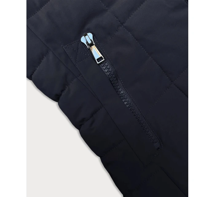 Tmavě modrá prošívaná dámská zimní bunda model 21247029 - J.STYLE Tmavě modrá prošívaná dámská zimní bunda model 21247029 - J.STYLE