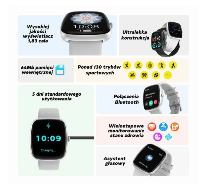 Dámské chytré hodinky  béžový silikonový řemínek + bílý řemínek model 21819976 - Gravity