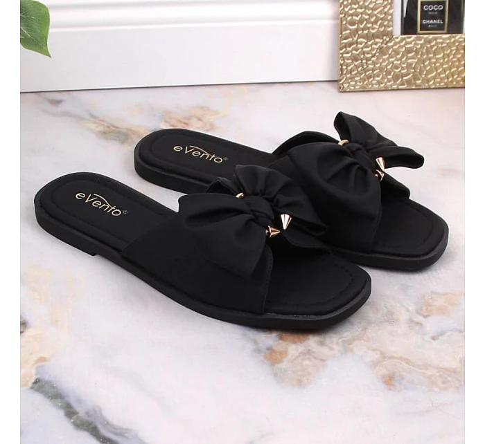 Dámské ploché žabky s mašlí černé eVento model 22096558 Dámské ploché žabky s mašlí černé eVento model 22096558