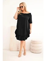 Dámské šaty Plus Size bavlněné s volánem černá Dámské šaty Plus Size bavlněné s volánem černá