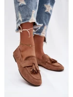 Dámské mokasíny ploché s třásněmi hnědé model 21919041 - Boto Dámské mokasíny ploché s třásněmi hnědé model 21919041 - Boto