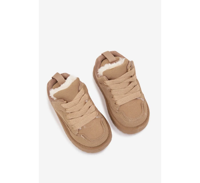 Dětské zateplené sneakers s kožíškem Mireen – béžové