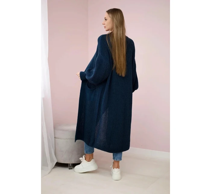Dámský svetr dlouhý kardigan IT-8 Tmavě modrá - K-Fashion