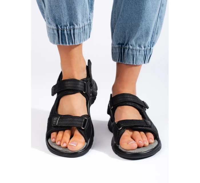 Trendy dámské  sandály černé na plochém podpatku