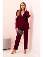 Dámský komplet s viskózou – sako s klopami a kalhoty s model 21232419 - K-Fashion Dámský komplet s viskózou – sako s klopami a kalhoty s model 21232419 - K-Fashion