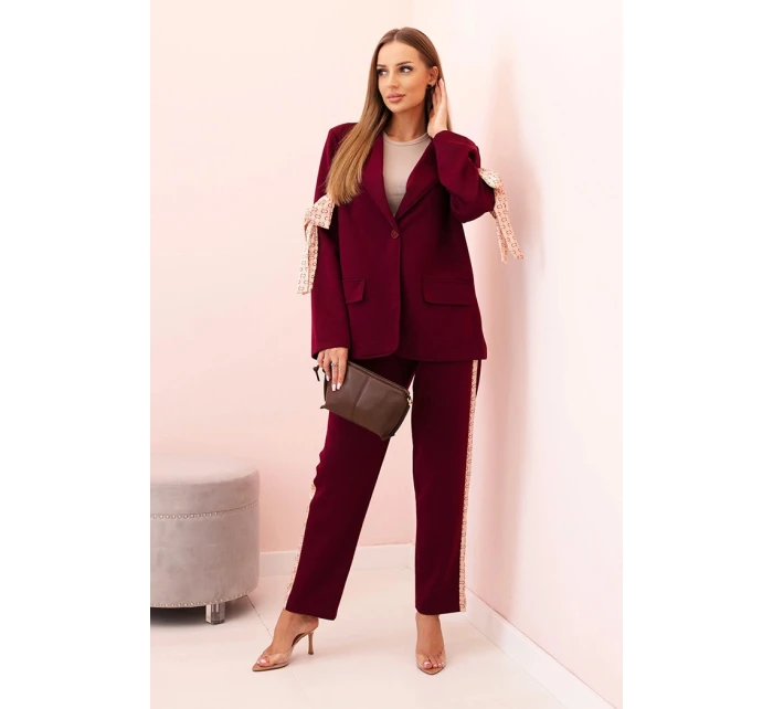 Dámský komplet s viskózou – sako s klopami a kalhoty s model 21232419 - K-Fashion Dámský komplet s viskózou – sako s klopami a kalhoty s model 21232419 - K-Fashion
