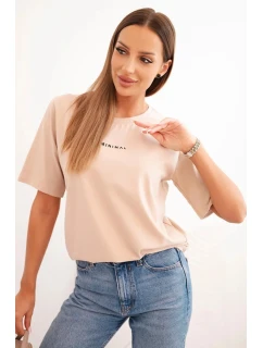 Dámská bavlněná blůza s potiskem Minimal béžová
