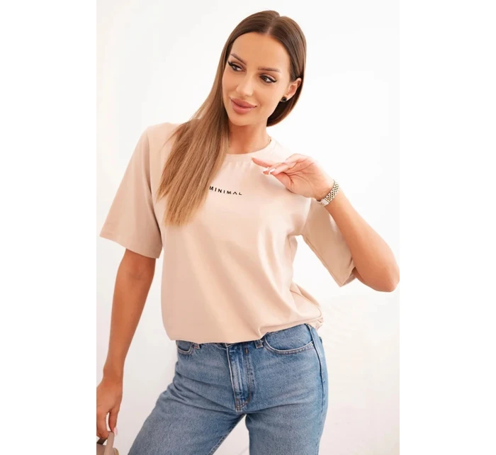Dámská bavlněná blůza s potiskem Minimal béžová