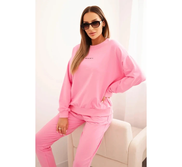 Dámská bavlněná souprava s potiskem Minimal světle růžová