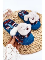 Dětské pantofle s tlustou podrážkou a medvídkem modré Dasca Dětské pantofle s tlustou podrážkou a medvídkem modré Dasca