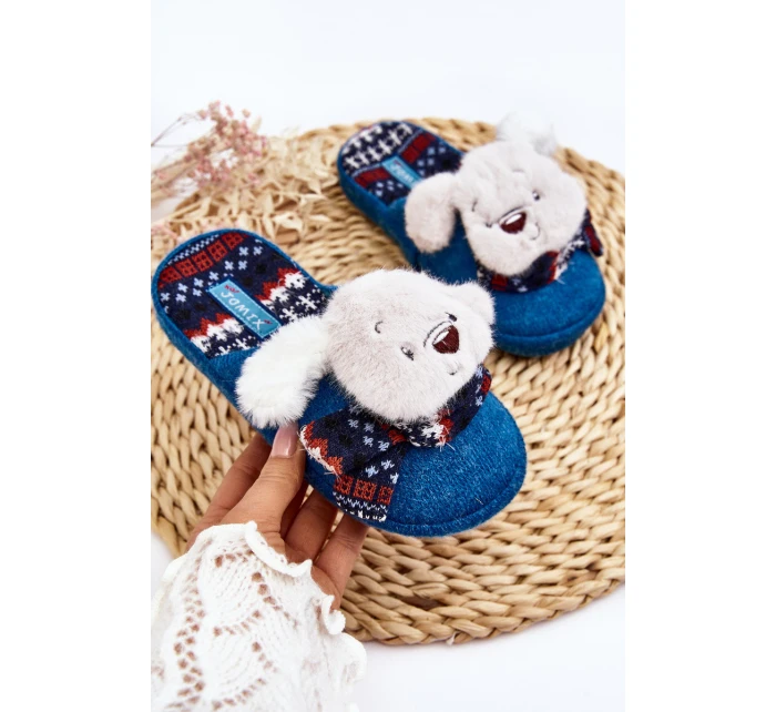 Dětské pantofle s tlustou podrážkou a medvídkem modré Dasca Dětské pantofle s tlustou podrážkou a medvídkem modré Dasca