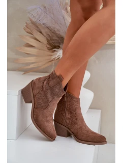 Kozačky Na Zip Eko Velurové  Hnědé model 21685117 - S.Barski