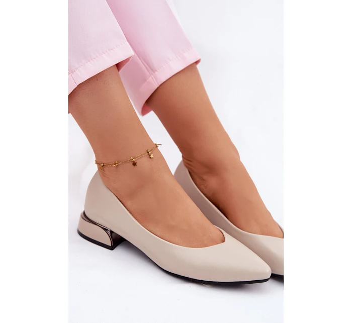 Baleríny Vinceza Béžové na nízkém podpatku