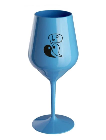 69 - modrá nerozbitná sklenice na víno 470 ml