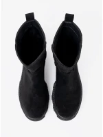Luxusní  kotníčkové boty dámské černé platforma