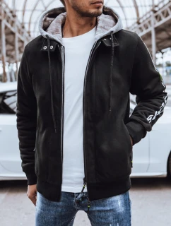 Pánská zateplená mikina s potiskem černá FashionStreet BX5613