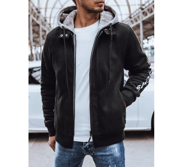 Pánská zateplená mikina s potiskem černá FashionStreet BX5613