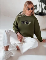 Dámská oversize mikina s výšivkou SOFTRUS zelená FashionStreet BY1409