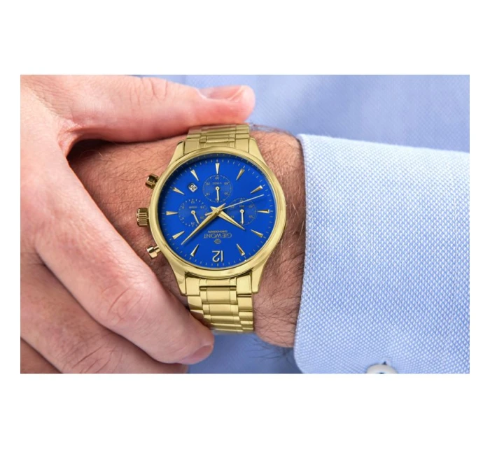 Pánské hodinky Giewont Chronograph Sapphire Gold Blue GW6310-B5
