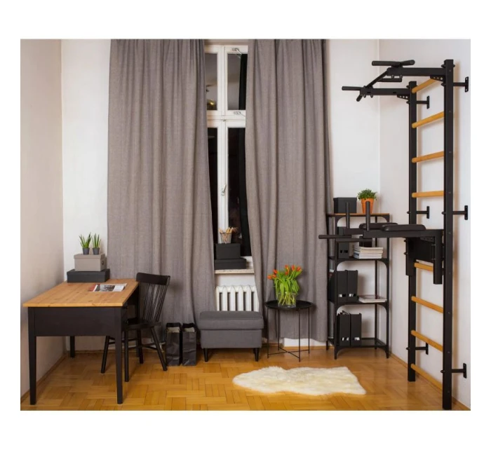 GYMNASTICKÝ ŽEBŘÍK S TYČÍ A MADLEM PRO CVIČENÍ NA LAVIČCE 722B