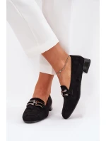 Mokasíny S Ozdobou Na Podpatku Eko Semišové Černé model 21685313 - Boto