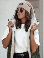 dámská dlouhá prošívaná vesta s kapucí zelená Dstreet model 21980606 - FashionStreet