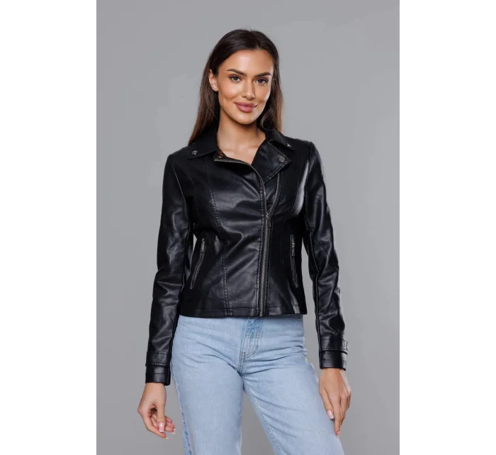 Černá dámská bunda s klopami model 18140992 - J.STYLE