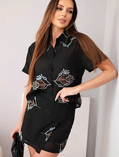 Dámský komplet košile s krátkým rukávem a  černá model 22048787 - K-Fashion