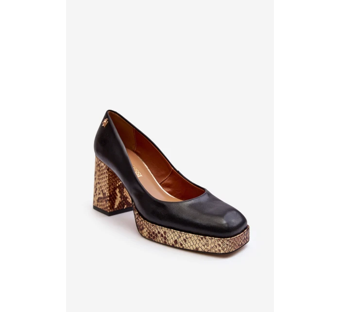 Modní Kožené Lodičky Laura Messi 2599 Černé