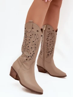 Kožené Kozačky S Svrškem Tmavě Béžové Zazoo model 21704060 - Boto