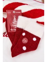 Dámské vánoční ponožky s kožíškem a puntíky z model 21786737 vlny Červené - Aura.via