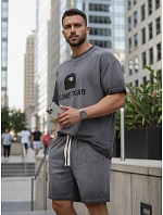 Pánská letní tepláková souprava s potiskem šedá FashionStreet AX0819