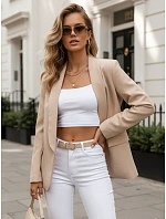 Dámské elegantní sako rozepínací béžové FashionStreet PY0147
