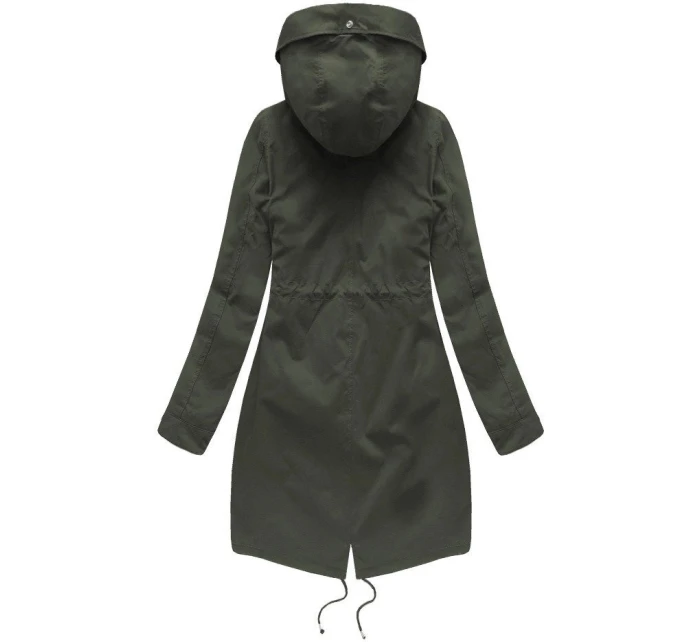 Dámská zimní bunda parka v army barvě s odepínací podšívkou a kapucí (7626)