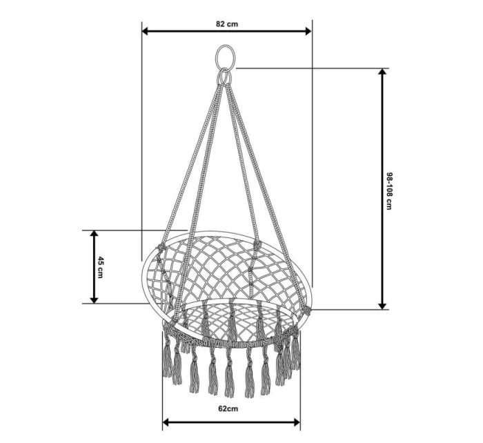Závěsné sedadlo DRAGON HAMMOCK 80x60 cm tmavě šedé barvy