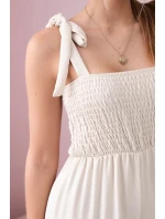 Overal na ramínka s volánkovým topem béžový