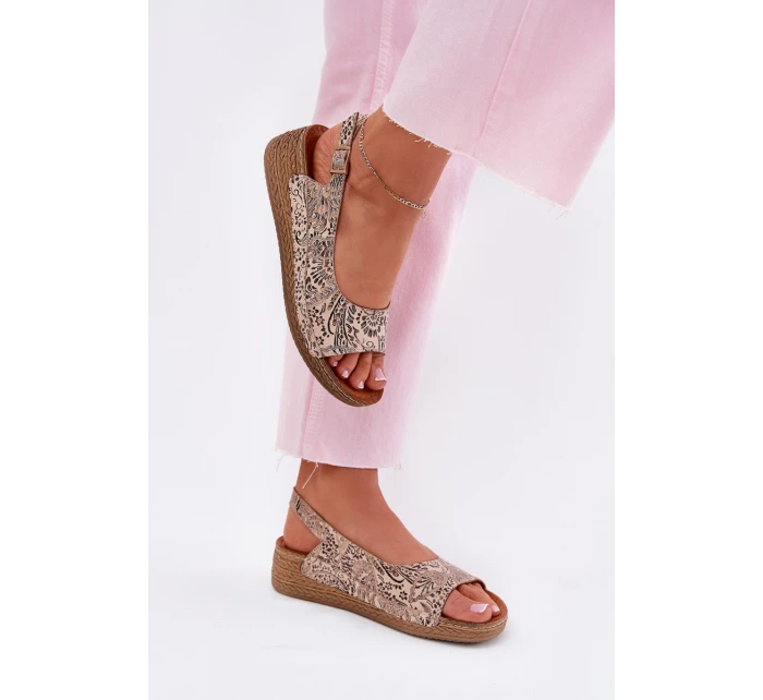 Kožené Dámské Sandály Na Klínku Maciejka L7069-04 Béžové