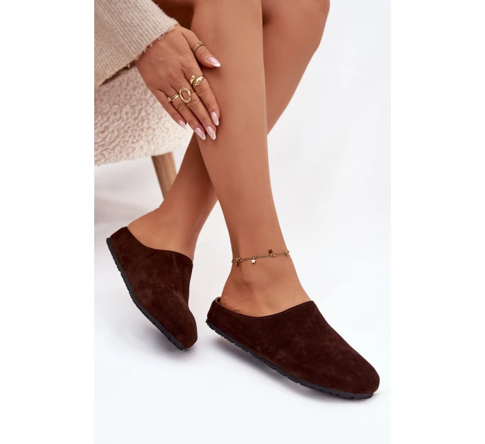 Dámské Pantofle Z Eko Čokoládové model 21788020 - Boto Dámské Pantofle Z Eko Čokoládové model 21788020 - Boto