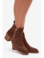 Dámské perforované kotníkové boty Vinceza 58621 Hnědé Dámské perforované kotníkové boty Vinceza 58621 Hnědé