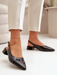 Lakované baleríny na nízkém podpatku se  černé model 20505378 - Kesi