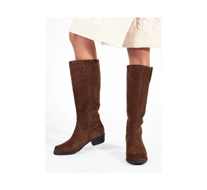 Dámské kozačky model 21066318 Tmavě hnědá - SERGIO LEONE