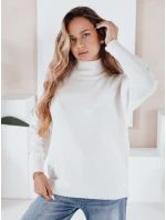 Dámský svetr s polovičním rolákem bílý FashionStreet MY2531 Dámský svetr s polovičním rolákem bílý FashionStreet MY2531