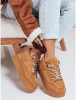 Dámské tenisky s kožešinou na platformě camel FashionStreet ZY1068 Dámské tenisky s kožešinou na platformě camel FashionStreet ZY1068