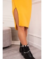 Šaty s kapucí a bočním rozparkem broskvové Šaty s kapucí a bočním rozparkem broskvové