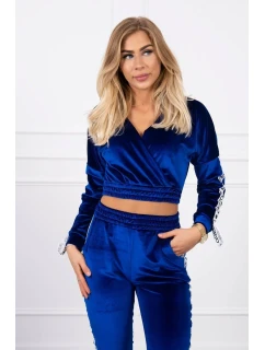 Chrpová velurová souprava Queen s nápisem